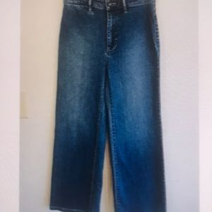Vince wide leg cropped trouser jeans wide leg denim blue